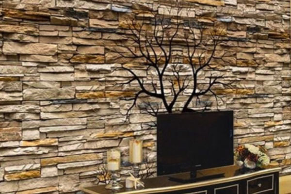 Indoor Fireplace stone and brick Installation